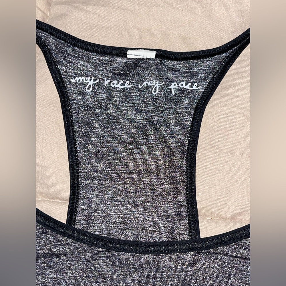 Lululemon Time To Sweat Tank My Race My Pace Heathered Black Gray Size L - Picture 12 of 13
